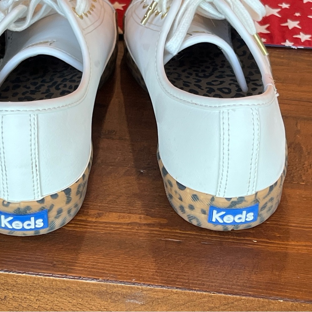 Keds White Sneakers with Leopard Print Sole - Picture 8 of 13